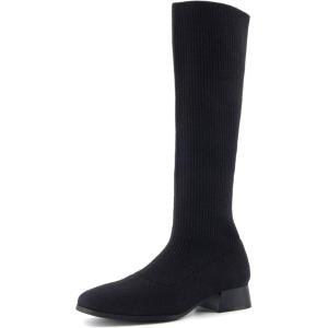 image:imageCUSHIONAIRE Rialto Womens KneeHigh Stretch Boot  SlipOn Tall Shaft Boot with Memory Foam amp Low Block HeelKnit Black