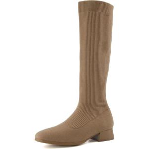 image:imageCUSHIONAIRE Rialto Womens KneeHigh Stretch Boot  SlipOn Tall Shaft Boot with Memory Foam amp Low Block HeelKnit Taupe