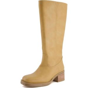 image:imageCUSHIONAIRE Sawyer Tall Chunky Heel Womens Boots  Pull On Casual Knee High Boots for WomenHoney