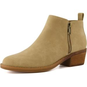image:imageCUSHIONAIRE Taco Womens Ankle Bootie  Low Heel Ankle Boots for Women with Memory Foam Comfort Side Zipper and Wide Widths AvailableTan Vegan Suede