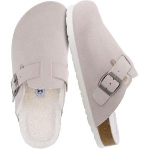 image:imageCUSHIONAIRE Womens Hana Cork footbed clog with Genuine Leather upper Faux Fur lining and ComfortStone