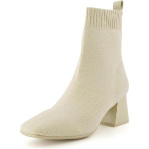 image:imageCUSHIONAIRE Womens Milo Stretch Ankle Sock Boot  Soft Knit Upper Memory Foam Padding Lightweight 175 Heel Wide Widths AvailableIvory