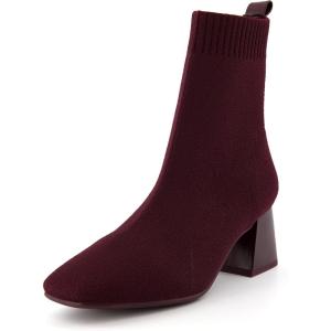 image:imageCUSHIONAIRE Womens Milo Stretch Ankle Sock Boot  Soft Knit Upper Memory Foam Padding Lightweight 175 Heel Wide Widths AvailablePlum