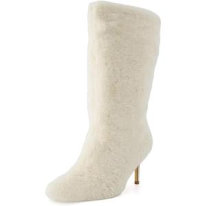 image:imageCUSHIONAIRE Womens Posh Faux Shearling Furry Boot with Stiletto Heel Memory Foam Wide Widths AvailableBeige Fur