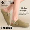 image:imageCUSHIONAIRE Boulder Genuine Leather Clogs for Women Slingback Slip On Shoes with Adjustable Swivel Back Strap and Memory Foam FootbedBiscuit Suede