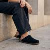 image:imageCUSHIONAIRE Boulder Genuine Leather Clogs for Women Slingback Slip On Shoes with Adjustable Swivel Back Strap and Memory Foam FootbedBlack Suede