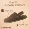 image:imageCUSHIONAIRE Boulder Genuine Leather Clogs for Women Slingback Slip On Shoes with Adjustable Swivel Back Strap and Memory Foam FootbedBrown