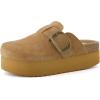 image:imageCUSHIONAIRE Womens Granola Previous Buckle Issue Fixed Genuine Suede Cork Footbed Platform Clog Comfort Wide Widths Available Chestnut 6