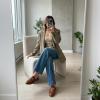 image:imageCUSHIONAIRE Yummy Slip On Womens Mules Business Casual Loafers for Women with Low Heel and Metal Chain Detail  Run Small Size UpCognac