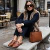 image:imageCUSHIONAIRE Yummy Slip On Womens Mules Business Casual Loafers for Women with Low Heel and Metal Chain Detail  Run Small Size UpCognac