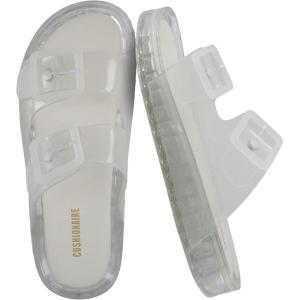 image:imageCUSHIONAIRE Pool Slides for Women Waterproof Double Buckle Adjustable SlipOn Womens Sandals for Beach Shower Casual WearClear