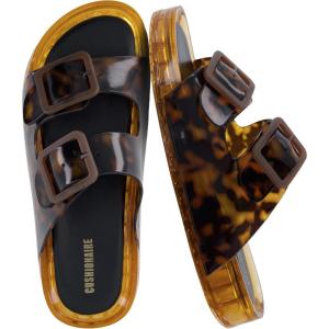 image:imageCUSHIONAIRE Pool Slides for Women Waterproof Double Buckle Adjustable SlipOn Womens Sandals for Beach Shower Casual WearTortoise