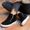 image:imageCUSHIONAIRE Hart Womens Casual Shoes with Dual Zippers Lightweight Hidden Wedge Fashion Sneakers for WomenBlack