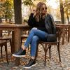 image:imageCUSHIONAIRE Hart Womens Casual Shoes with Dual Zippers Lightweight Hidden Wedge Fashion Sneakers for WomenBlack Pu