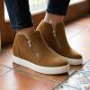 image:imageCUSHIONAIRE Hart Womens Casual Shoes with Dual Zippers Lightweight Hidden Wedge Fashion Sneakers for WomenCognac