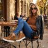 image:imageCUSHIONAIRE Hart Womens Casual Shoes with Dual Zippers Lightweight Hidden Wedge Fashion Sneakers for WomenCognac