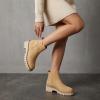 image:imageCUSHIONAIRE Parade PullOn Womens Boots Lightweight Lug Sole Chelsea Style Ankle Boots for Women with Detailed StitchingTan