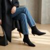 image:imageCUSHIONAIRE Womens Barbi Pointed Toe Kitten Heel Bootie  Soft Vegan Leather Memory Foam Wide Widths and Back ZipperBlack Microsuede