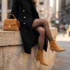 image:imageCUSHIONAIRE Womens Barbi Pointed Toe Kitten Heel Bootie  Soft Vegan Leather Memory Foam Wide Widths and Back ZipperChestnut Microsuede