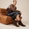 image:imageCUSHIONAIRE Womens Barbi Pointed Toe Kitten Heel Bootie  Soft Vegan Leather Memory Foam Wide Widths and Back ZipperChocolate Microsuede