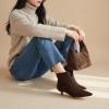 image:imageCUSHIONAIRE Womens Barbi Pointed Toe Kitten Heel Bootie  Soft Vegan Leather Memory Foam Wide Widths and Back ZipperChocolate Microsuede