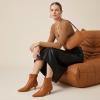 image:imageCUSHIONAIRE Womens Barbi Pointed Toe Kitten Heel Bootie  Soft Vegan Leather Memory Foam Wide Widths and Back ZipperCognac