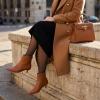 image:imageCUSHIONAIRE Womens Barbi Pointed Toe Kitten Heel Bootie  Soft Vegan Leather Memory Foam Wide Widths and Back ZipperCognac