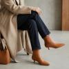 image:imageCUSHIONAIRE Womens Barbi Pointed Toe Kitten Heel Bootie  Soft Vegan Leather Memory Foam Wide Widths and Back ZipperCognac