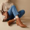 image:imageCUSHIONAIRE Womens Barbi Pointed Toe Kitten Heel Bootie  Soft Vegan Leather Memory Foam Wide Widths and Back ZipperCognac