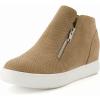 image:imageCUSHIONAIRE Hart Womens Casual Shoes with Dual Zippers Lightweight Hidden Wedge Fashion Sneakers for WomenTaupe