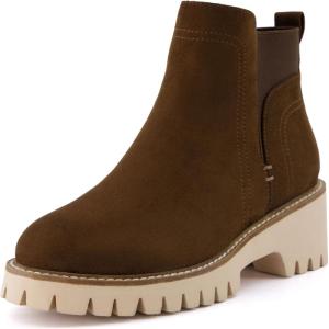 image:imageCUSHIONAIRE Parade PullOn Womens Boots Lightweight Lug Sole Chelsea Style Ankle Boots for Women with Detailed StitchingChocolate