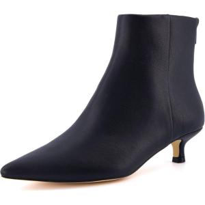 image:imageCUSHIONAIRE Womens Barbi Pointed Toe Kitten Heel Bootie  Soft Vegan Leather Memory Foam Wide Widths and Back ZipperBlack
