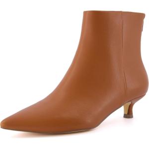 image:imageCUSHIONAIRE Womens Barbi Pointed Toe Kitten Heel Bootie  Soft Vegan Leather Memory Foam Wide Widths and Back ZipperCognac
