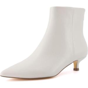 image:imageCUSHIONAIRE Womens Barbi Pointed Toe Kitten Heel Bootie  Soft Vegan Leather Memory Foam Wide Widths and Back ZipperCream