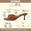 image:imageCUSHIONAIRE Belle Kitten Heels for Women with Buckle Accent Comfortable Mule Dressy Womens SandalsWhiskey