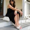 image:imageCUSHIONAIRE Belle Kitten Heels for Women with Buckle Accent Comfortable Mule Dressy Womens SandalsWhite
