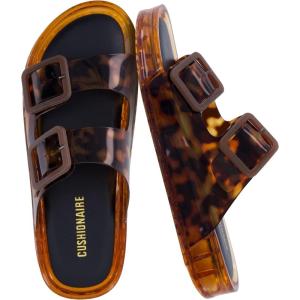 image:imageCUSHIONAIRE Pool Slides for Women Waterproof Double Buckle Adjustable SlipOn Womens Sandals for Beach Shower Casual WearTortie Smooth