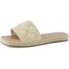 image:imageCUSHIONAIRE Bolero Sandals for Women Woven Raffia Slide with Jute Sole Floral Straw Detail and Memory FoamNatural