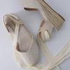 image:imageCUSHIONAIRE Bonita Platform Espadrille Wedge Sandals for Women Closed Toe Lace Up Ankle Wrap Dressy Everyday Womens HeelsBeige