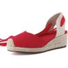 image:imageCUSHIONAIRE Bonita Platform Espadrille Wedge Sandals for Women Closed Toe Lace Up Ankle Wrap Dressy Everyday Womens HeelsRed