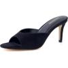 image:imageCUSHIONAIRE Elle Pointed Heel Womens Sandal Open Toe Heeled Mule with Cushioned Memory and Stiletto DesignBlack Microsuede