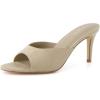 image:imageCUSHIONAIRE Elle Pointed Heel Womens Sandal Open Toe Heeled Mule with Cushioned Memory and Stiletto DesignTaupe Microsuede