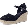 image:imageCUSHIONAIRE Flora Platform Espadrilles for Women Dressy Wedge Closed Toe Sandals with Ankle Strap and Cushioned FootbedBlack