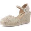 image:imageCUSHIONAIRE Flora Platform Espadrilles for Women Dressy Wedge Closed Toe Sandals with Ankle Strap and Cushioned FootbedNatural