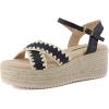 image:imageCUSHIONAIRE Ola Raffia Espadrille Platform Sandals for Women Casual Open Toe Adjustable Ankle Strap Womens SandalsBlack