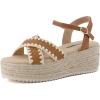 image:imageCUSHIONAIRE Ola Raffia Espadrille Platform Sandals for Women Casual Open Toe Adjustable Ankle Strap Womens SandalsBrown