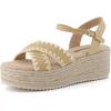 image:imageCUSHIONAIRE Ola Raffia Espadrille Platform Sandals for Women Casual Open Toe Adjustable Ankle Strap Womens SandalsNatural