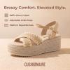 image:imageCUSHIONAIRE Ola Raffia Espadrille Platform Sandals for Women Casual Open Toe Adjustable Ankle Strap Womens SandalsNatural