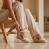 image:imageCUSHIONAIRE Samba Raffia Espadrilles for Women Closed Toe Wedges with Adjustable Ankle Strap and Comfort FootbedBeige