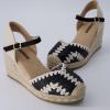 image:imageCUSHIONAIRE Samba Raffia Espadrilles for Women Closed Toe Wedges with Adjustable Ankle Strap and Comfort FootbedBlack
